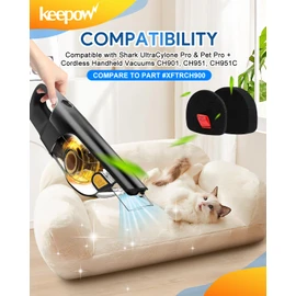 KEEPOW Vacuum Filters Compatible with Shark UltraCyclone Pet Pro Plus Cordless Handheld Vacuum, 2 Pack Filter Replacement for Shark CH901 CH950 CH951 CH951C CH900WM XL Dust Cup Filter, Part #XFTRCH900
