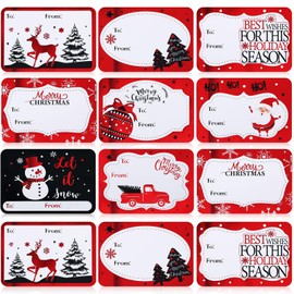 Funrous 304-count Large Foil Christmas Gift Tag Stickers Self Adhesive Xmas Name Tag Labels Present Stickers Vintage Merry Christmas Gift Wrapping Sticker for Present Decor Holiday Party Supplies
