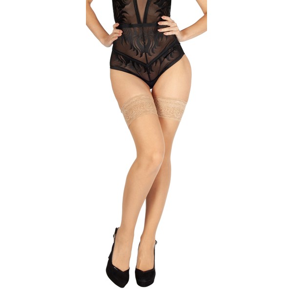 BANANALU XS to 4XL Hold-Up Stockings 20 Denier Lace Waistband