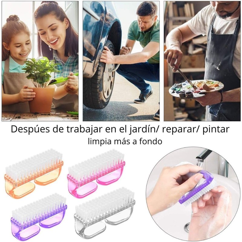 Wzenclave Cepillo de dedos de mango para 4 uñas limpias,