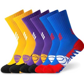 HYCLES Kids Basketball Socks 3 Pairs for Boys and Girls 6-16 Years Youth Soccer Football Rugby Socks Young Athletes Premium Quality, Moisture-Wicking, and Durable 13-16 years