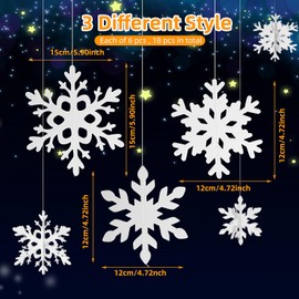 Pack of 18 Christmas 3D Snowflakes Decoration, White Snowflake Christmas Tree Decorations, Tree Decorations, Paper Snowflakes for Hanging, Christmas Decorations for Christmas Party, DIY Decoration