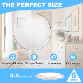 JZWBLILY Door Stoppers for Wall, Door Knob Wall Protector 2" (6-Pack), Self Adhesive Door Bumpers for Walls, Shock Absorbent Door Handle Stopper, Protects Every Wall Surface, Clear