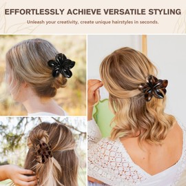 6 PCS Flower Hair Clips, Large Claw Clips for Women and Girls, Big Daisy Hair Clips, Strong Hold Non Slip Hair Accessories for Thick and Thin Hair (Leopard print)