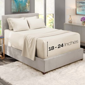 Nestl Microfiber Bed Linen Set, Queen - 6 Pcs Deep Pocket Soft Sheets & Pillowcases, Off White