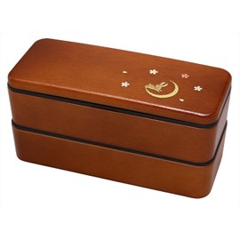 Yamanaka Paint Wood Grain Square Lunch Box Moon Rabbit M16408-4