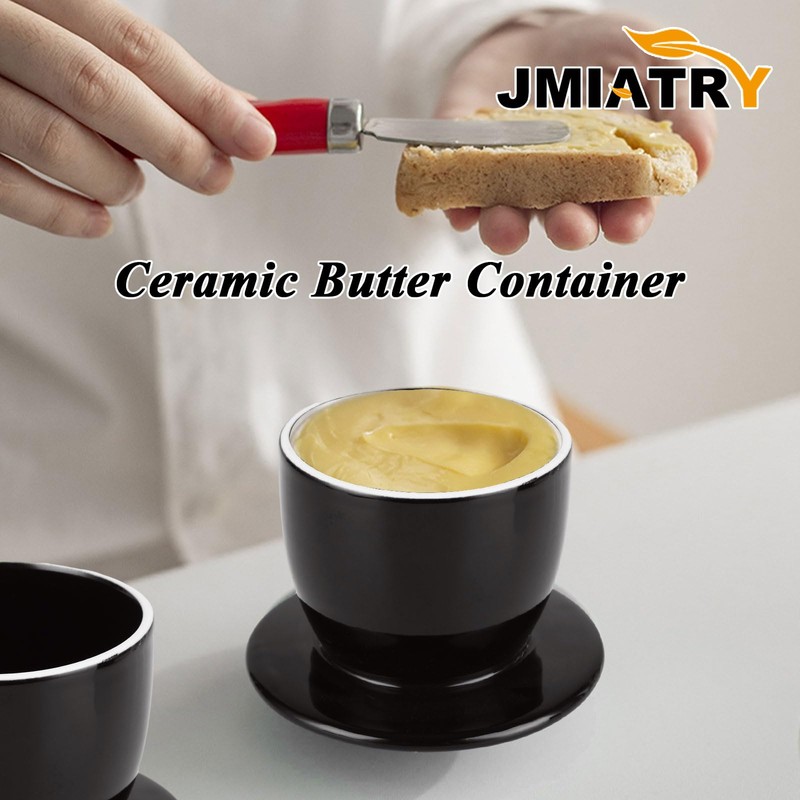 JMIATRY Butter Keeper Crock, Ceramic Butter Container for Fresh Spreadable
