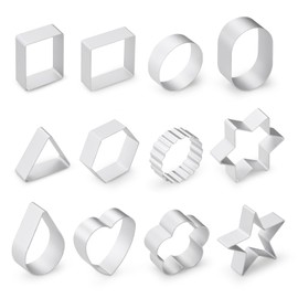 Diakey Ausstechformen-Set, nahtlos, einteilige Form, bequemer Griff, Aluminiumlegierung, kleine Keksausstecher, Sortimentspackung mit Sternblume, geometrische Formen für Hochzeit, Urlaub, 12 Stück