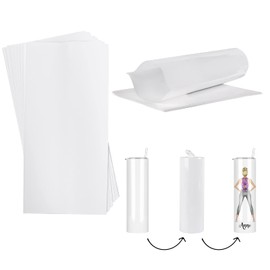 OLONTRIC 6x12 Inch White Sublimation Shrink Wrap Sleeve for 30 OZ Sublimation Skinny Tumbler and Other Sublimation Blanks, Heat Transfer Shrink Wrap Sleeve for Print by Oven, 50 Pcs Shrink Wrap Film