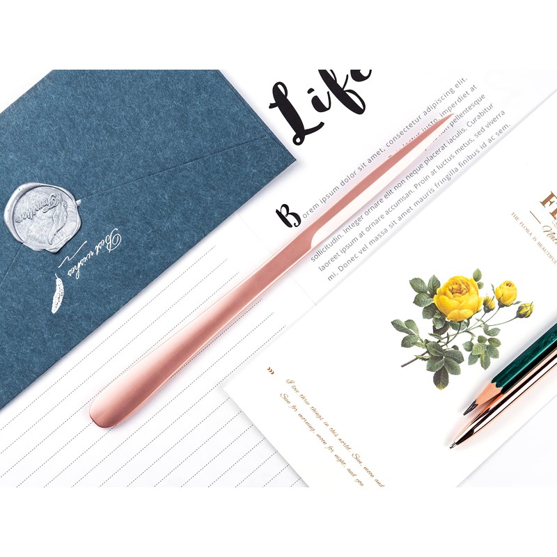 MUSROD 9" Rose Gold Metal Letter Opener with Minimalist Design,