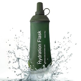FR Soft Flask, Collapsible Soft Water Bottle, Running Water Bottle for Hydration Packs - Running & Hiking Folding Water Bottle （Green,500ml）
