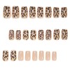 Short Press on Nails Cute Leopard Print Fake Nails Nude