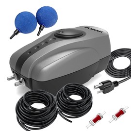 FUMAK All-in-One Pond Aerator for Outdoor Ponds up to 1000 Gallons, Flow Adjustable Pond Air Pump Aeration Kit with Airline Tubing Air Stones Check Valves