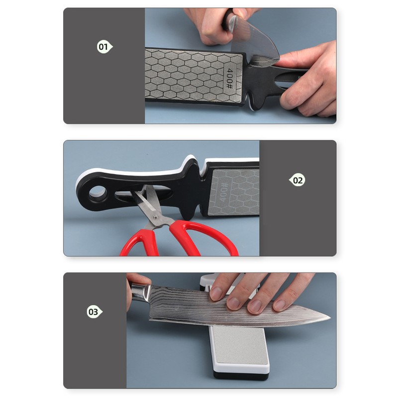 Knife Sharpener Multifunctional Diamond Dual Sided 400 1000 Grit Scissors
