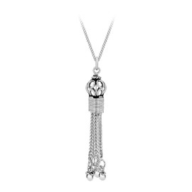 Tuscany Silver Women's Rolo Chain with Pendant Sterling Silver 4 Strands Drop 46 cm / 18 Inches, Silver, Easy to use