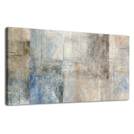 Large Abstract Canvas Wall Art for Living Room Wall Decor Brown Abstract Canvas Prints Artwork Blue Abstract Canvas Pictures for Bedroom Home Office Wall Decorations Ready to Hang 20" X 40"