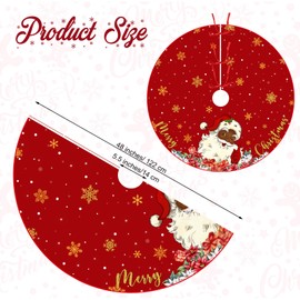 Maasechs 48 Inch Christmas Tree Skirt Xmas Tree Mat Double Layer Large Snowflake Tree Skirt Decor for Winter Holiday Party Indoor Outdoor Christmas Tree Decorations (Red,Santa Claus)