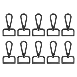 sourcing map 10Pcs Swivel Clasps, 1 Inch D Ring Lobster Clasp Claw Metal Push Gate Snap Hook for Purse Making Keychain Belt Strap, Black