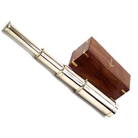 15" Handheld Brass Telescope with Wooden Box - Nautical Collector Rustic Vintage Home Decor Gifts