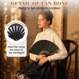 AUJ Boots on The Ground Fans Line Dance Popping Fan,Large Fold Fans,Decorative Folding Fans,Clap Fans for Line Dancing, Clack Handheld Large Folding Hand Rave Fan ﻿ (10in Black)