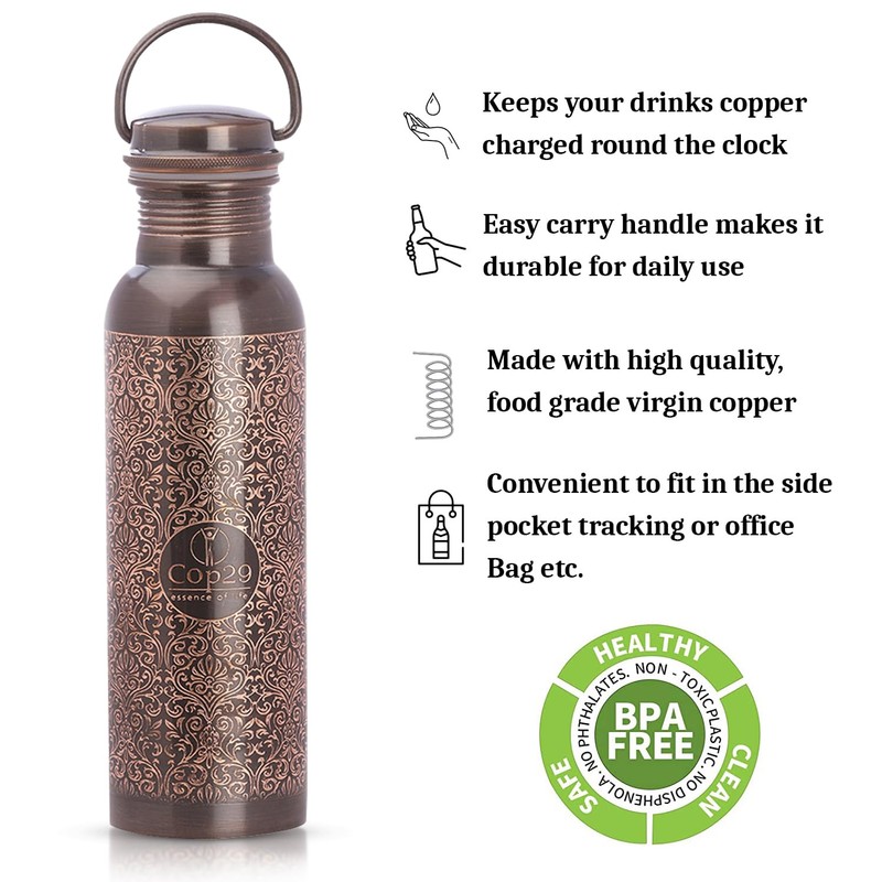 Cop29 Handcrafted Engraved Premium Design Pure Copper Tulip Antique Water