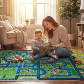 Esup 4'x6' Non-Slip Kids Rugs Perfect for Playrooms, Bedrooms, and Nurseries Educational Playground Mat- Extra Thick Safety Carpet, Indoor Outdoor Use, Easy Clean