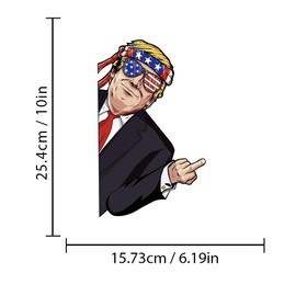 JSCARLIFE Trump Waterproof Sticker, Universal Car Hood Body Side Rear Window Stickers, Funny Trump Decal for Laptop, Phone, Car, Water Bottle (Middle Finger Left)