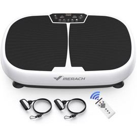MERACH EMS Vibration Plate Exercise Machine, Lymphatic Drainage Machine, Whole Body Workout Vibration Platform for Wellness and Fitness - Color: White