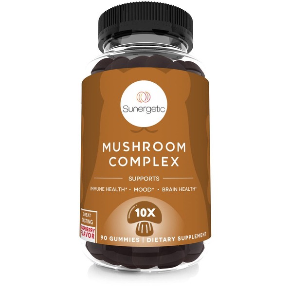 Premium Mushroom Gummies Supplement - Mushroom Complex for Immune Health, Brain, Mood & Stress Support - Mushroom Blend with Lions Mane, Chaga Extract, Reishi, Turkey Tail, Cordyceps (90 Gummies)