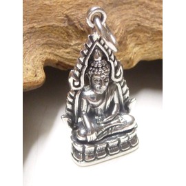 Unisex Sterling Silver Buddha Pendant - Protection Symbol - Good Luck, Sterling Silver