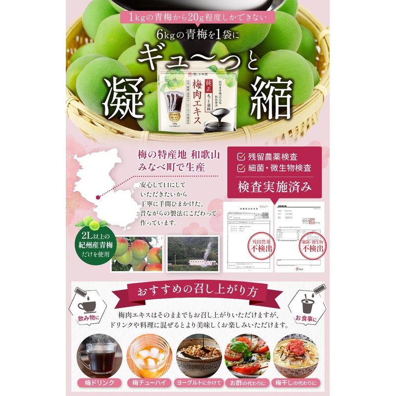 【医師監修】 梅肉エキス 大容量 120g (3g×40包) 個包装 国産 梅エキス 紀州産青梅100％・和歌山県みなべ町製造 無添加