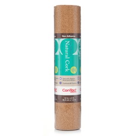 Con-Tact Brand - 04F-C6410-06 Cork Non-Adhesive Shelf and Drawer Liner for Crafters, 12" x 4', Natural