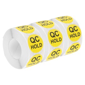 sourcing map Inventory QC Hold Stickers Labels 25mm/1" Yellow for Inventory Warehouse Stock, 3 Roll 1500 Piece