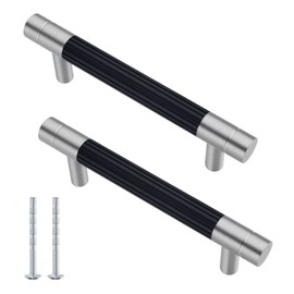 YJROOMS 5 Pack Black 102mm Round Drawer Handle Cup Drawer Handle Kitchen Cupboard Handle Bathroom Cabinet Knobs Handle Pull Handle Kitchen Cupboard Drawer Handle