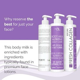 Noche Y Dia Leche Corporal De Colágeno Fresco - Loción Hidratante Y Reafirmante Para Piel Seca Con Ácido Láctico Y Glicina - 500 Ml (16.57 Onzas Líqui