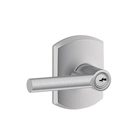 SCHLAGE F51A BRW 626 GRW Broadway Lever with Greenwich Trim Keyed Entry Lock, Satin Chrome