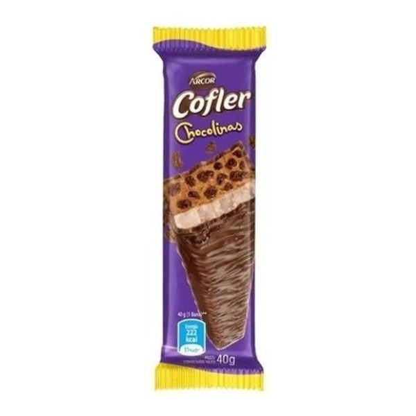 Arcor Cofler Chocolinas Barras Dulces Rellenas Milk Chocolate Covered Wafers Filled with Chocolinas Cookies & Dulce de Leche, 40 g / 1.4 oz (box of 20 bars)