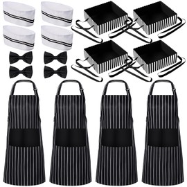SATINIOR 16 Pcs 1950s Adult Waiter Costume Hot Dog Soda Jerk Movie Night Waitress Cosplay Costume Circus Party