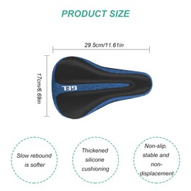 Hollow Ergonomic Bicycle Seat Cover, Bicycle Saddle Cover, Bicycle Gel Seat Cover, Road Bike Seat Cushion, for Most Bicycles such as Road Bike, Mountain Bike and Trekking Bike, 17 x 29.5 cm (Blue)