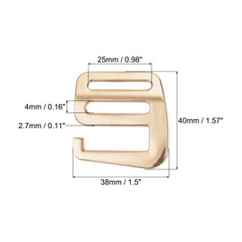 sourcing map Metal Webbing Strap 0.98 Inches 25 mm G-Hook Sliding Buckle for Backpack Gold Tone, golden