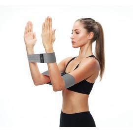 BLACKROX Bootyrox Fitness Band Comparison Winner Fabric Cotton Resistance Band Wide Pull-Up Legs Loop Arms Yoga Pilates Butt Test Exercises Resistance Bands Non-Slip Gymnastics Band (Grey - Medium)