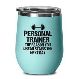 Luxe Gifting Personal Trainer Teal Edition Wine Tumbler 12oz - Personal Trainer - Fitness Instructor Workout Coach Exercise Lover Cardio Lover Gym Coach