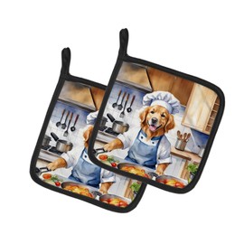 Golden Retriever The Chef Pair of Pot Holders