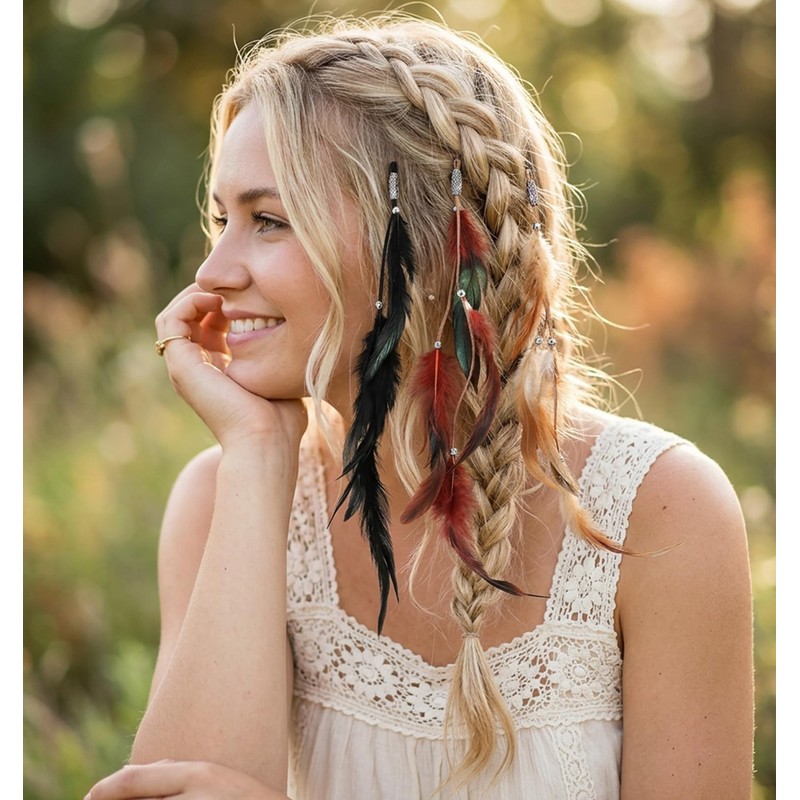 3 Pcs Feather Clips for Hair, Natural Feather Hair Clips