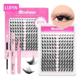 Wosheer DIY kit de extensiones pestañas Natural Delgado pestañas Zorros de ojos izquierdo y derecho con pestañas 8 - 16mm longitud mixta wosheer lash（