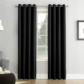 Sun Zero Easton Blackout Energy Efficient Grommet Curtain Panel, 54" x 108", Black