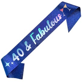 40 Fabulous Birthday Sash 40th Birthday Gifts Glitter Satin Sash for Women's 40th Birthday Party Decoration Favor Supply