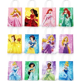 Cemocle 24PCS Princess Prince Party Favor Bags - Prince Princess Party Bags, Princess Birthday Bags with Handles, Princess Goodie Bags for Girls Gift Party Favor Decorations Theme Birthday Party Supplies