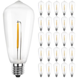 SUNSGNE 25Pack LED Edison Light Bulbs, 0.6 Watt Shatterproof Dimmable Replacement Bulbs ST40 E17 Clear Plastic LED Light Bulbs for Outdoor Patio String Lights, E17/C9 Intermediate Base, Warm White