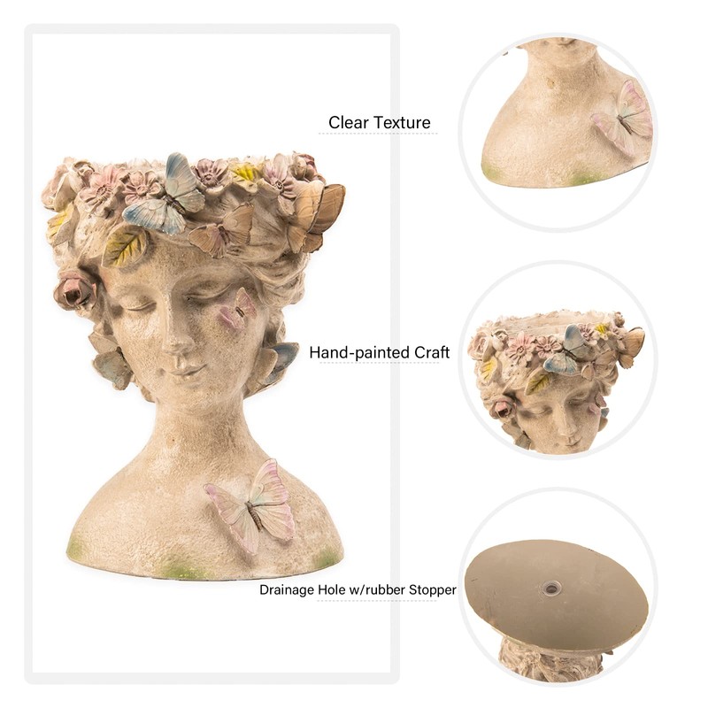LC LCdecohome Face Flower Pot Head-Planters Succulent - 10 Inch